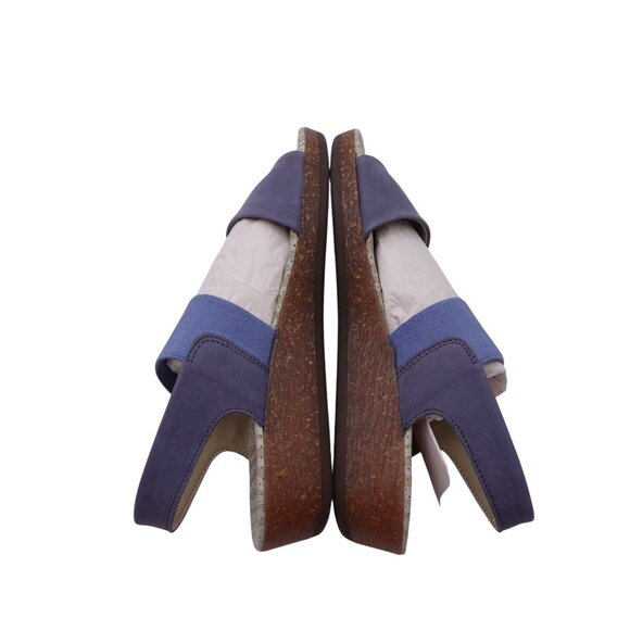 NIB Softinos by FLY London Alp Sandals Sz 35 US 4 Blue Leather Slingback Wedge - Picture 8 of 13